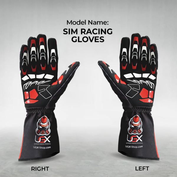Sim racing gloves front and back design
