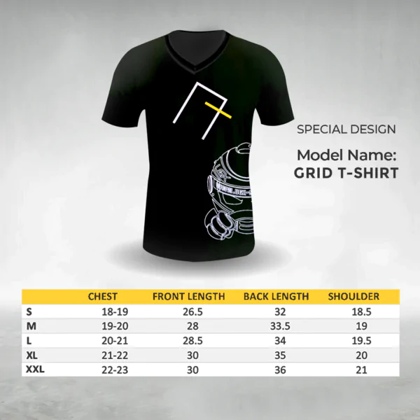 Grid tshirt size chart